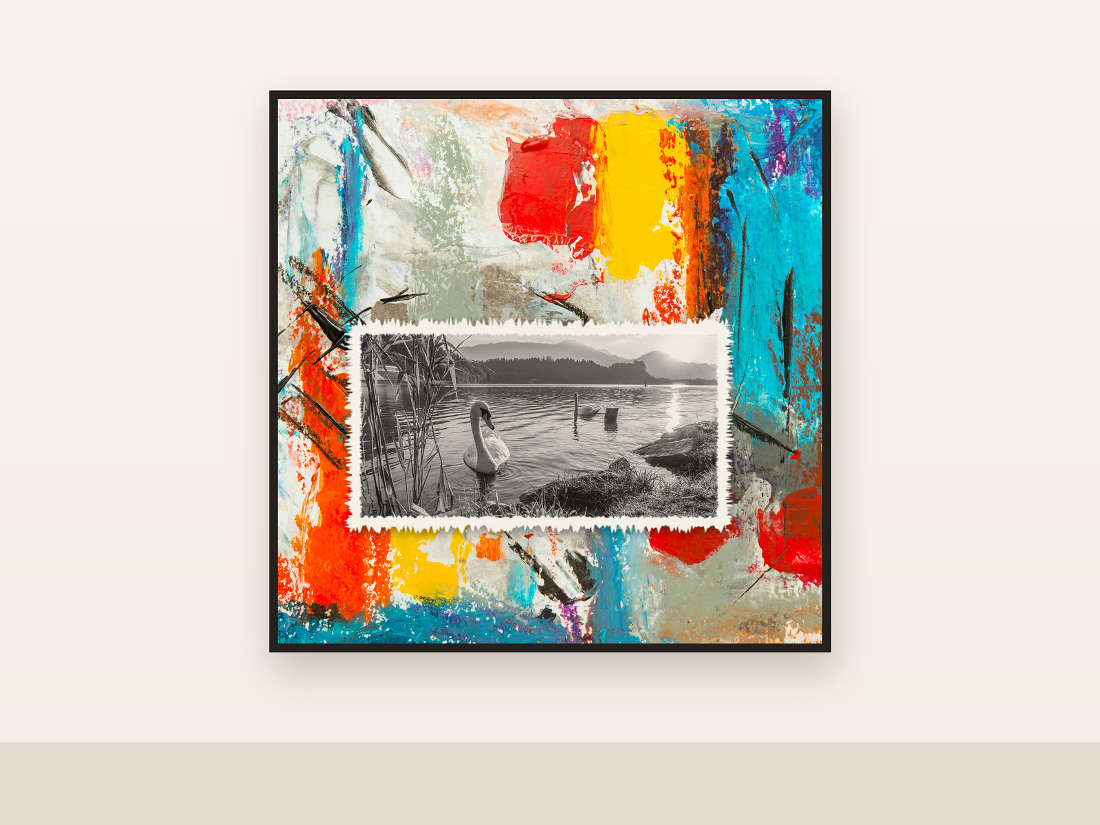Still Water, Oil and archival print on panel, 2026